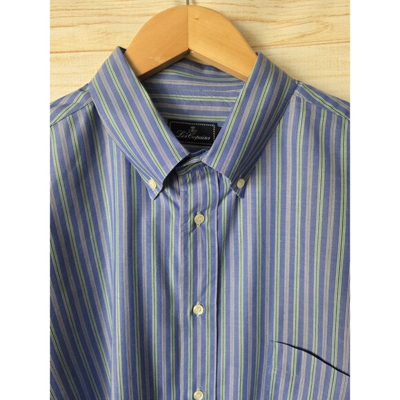Les Copains Men 100% Cotton Striped Button Down Shirt Size 42 Made in Italy - Picture 5 of 11